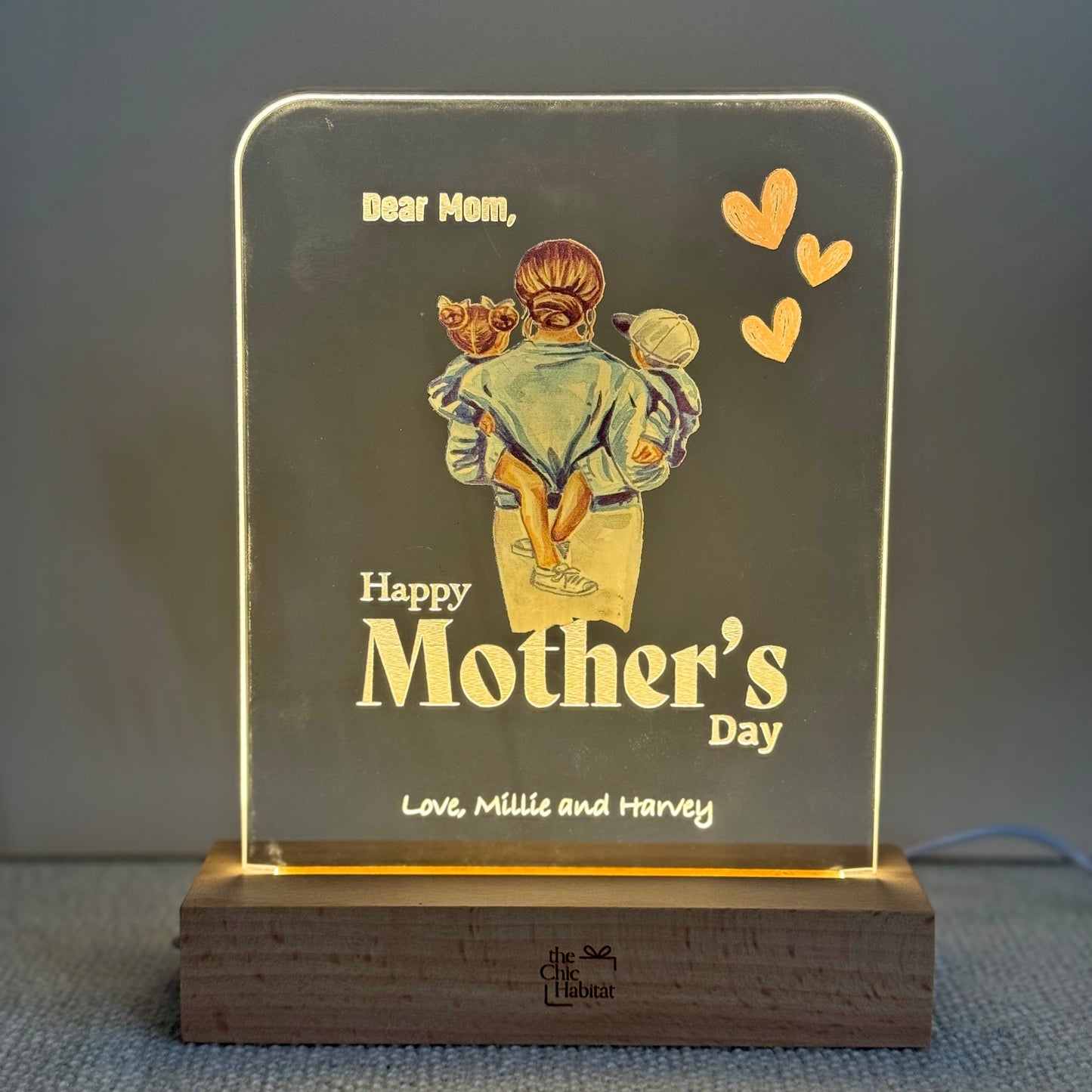 Mom’s Embrace | Mother's Day Nightlight | Color Acrylic LED Night Light