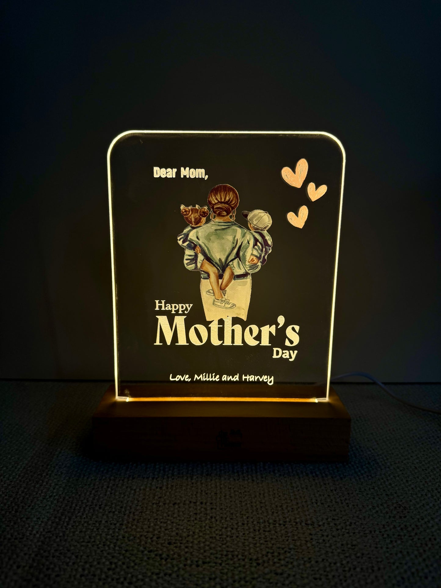Mom’s Embrace | Mother's Day Nightlight | Color Acrylic LED Night Light