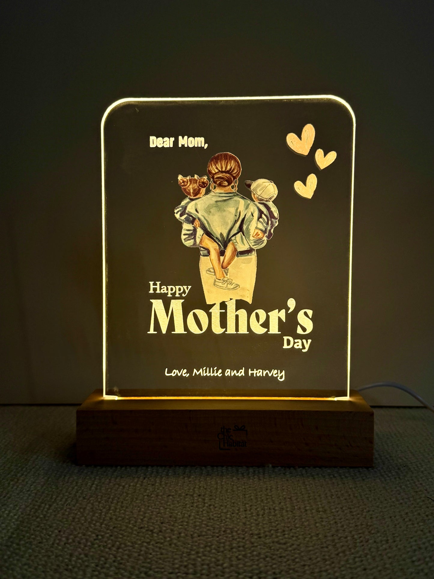 Mom’s Embrace | Mother's Day Nightlight | Color Acrylic LED Night Light