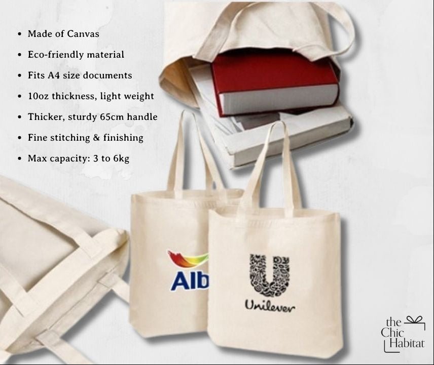 Basic Carry | Natural Cotton Tote Bag - 10oz -Personalized Gift- The Chic Habitat