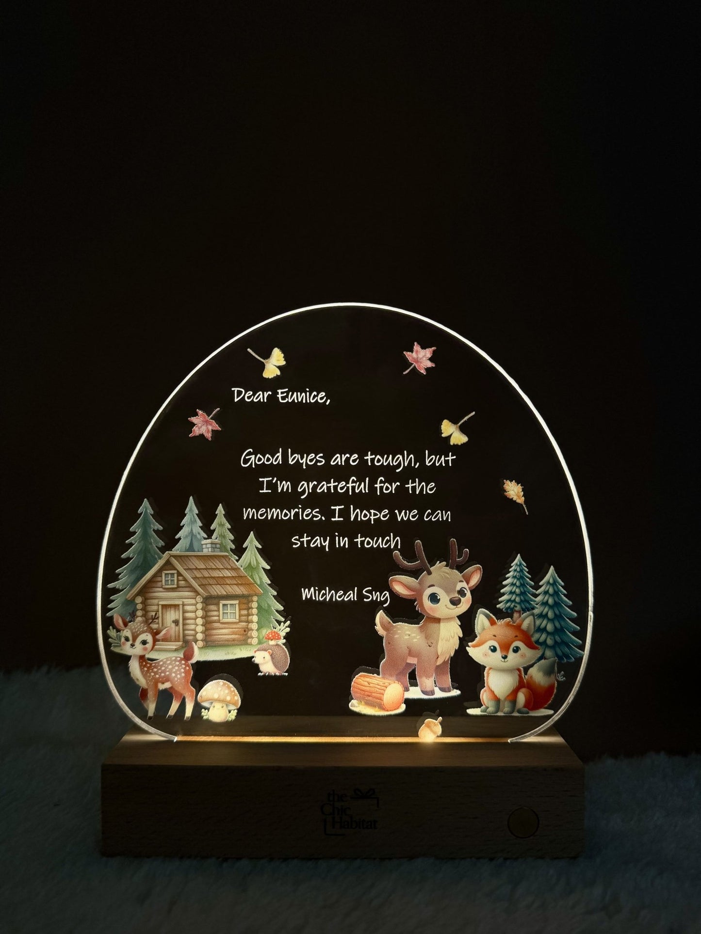 Cozy Cabin Nightlight | Acrylic LED Night Light - Personalized Gift - The Chic Habitat