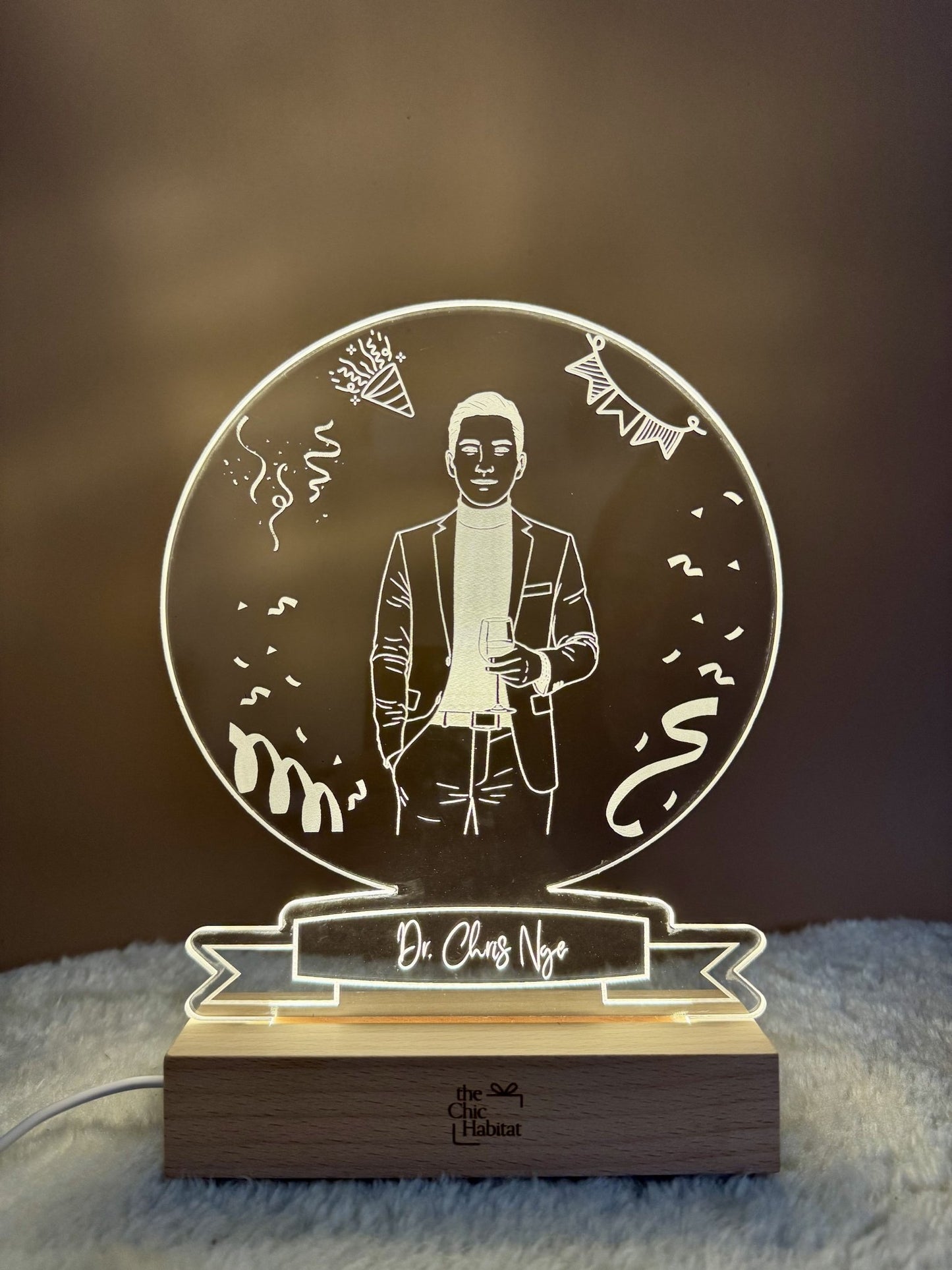 Gratitude Glow | Acrylic LED Night Light for appreciation - Personalized Gift - The Chic Habitat