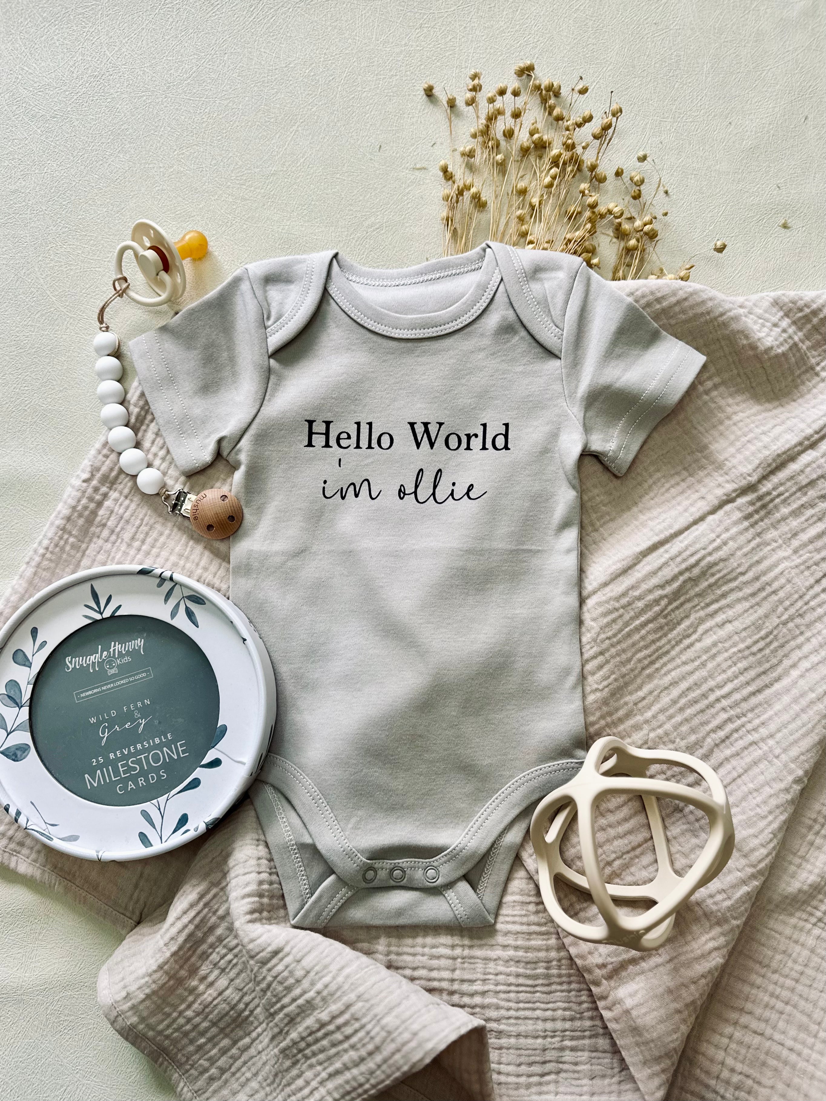 Personalized Newborn Gift Hello World Onesie – The Chic Habitat