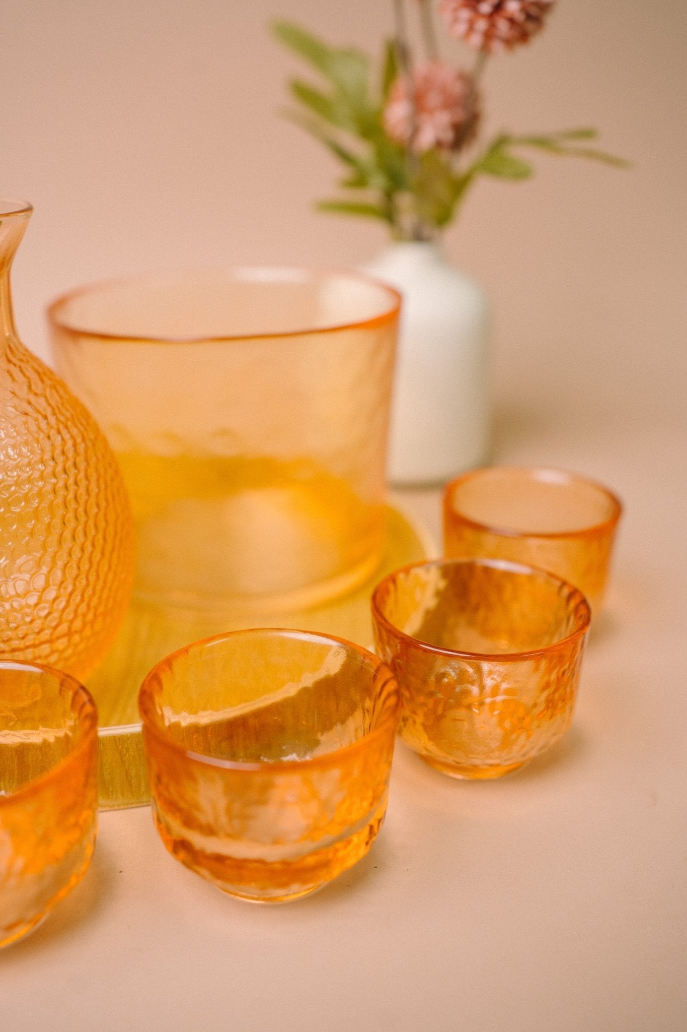 Japanese Gold Rim Sake Glass Set with Bamboo Tray - The Chic Habitat