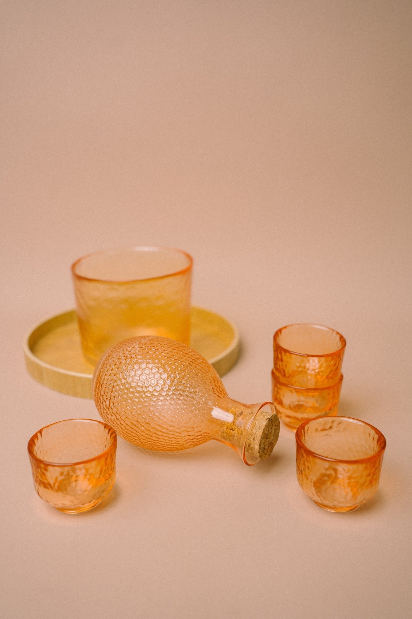 Japanese Gold Rim Sake Glass Set with Bamboo Tray - The Chic Habitat