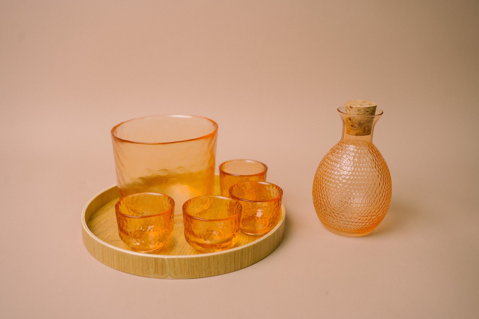 Japanese Gold Rim Sake Glass Set with Bamboo Tray - The Chic Habitat