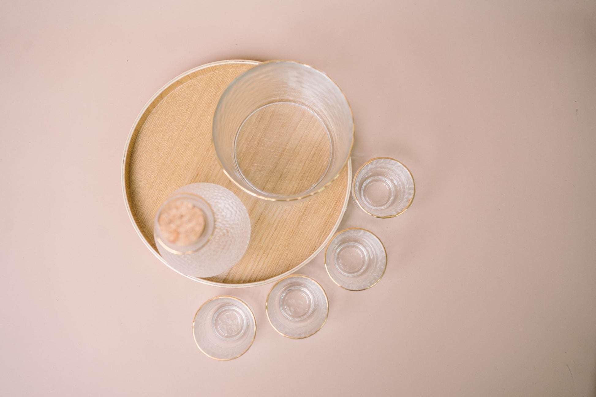 Japanese Gold Rim Sake Glass Set with Bamboo Tray - The Chic Habitat