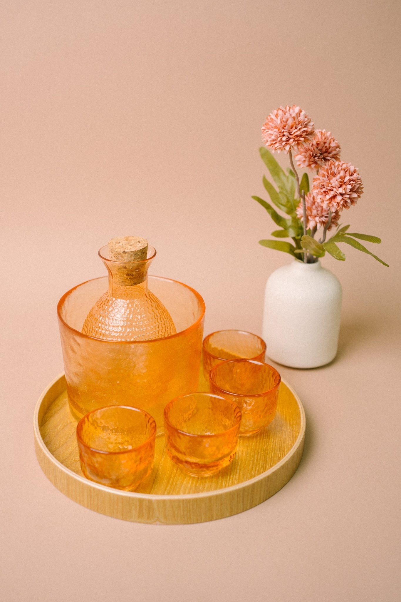 Japanese Gold Rim Sake Glass Set with Bamboo Tray - The Chic Habitat