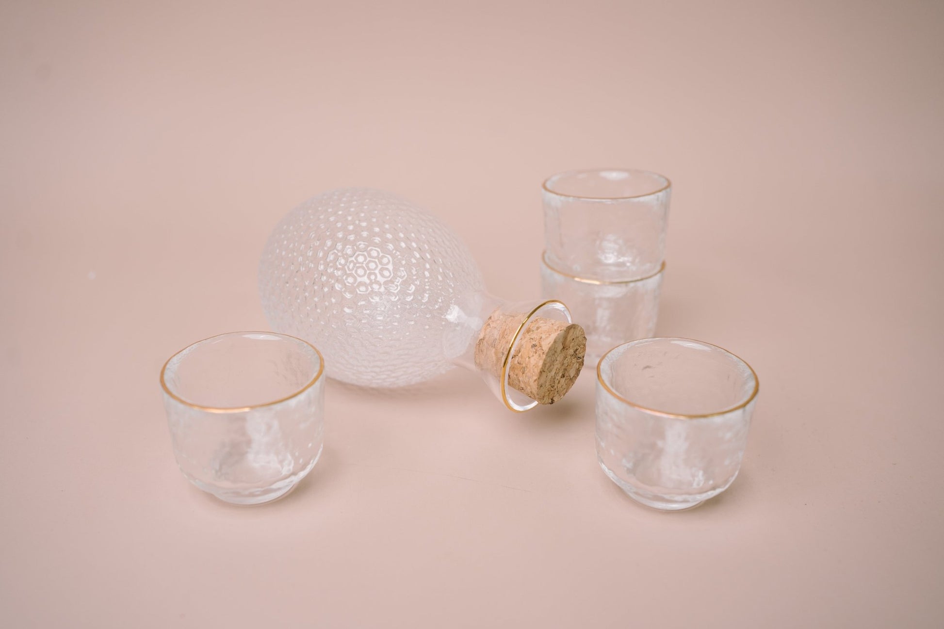Japanese Gold Rim Sake Glass Set with Bamboo Tray - The Chic Habitat