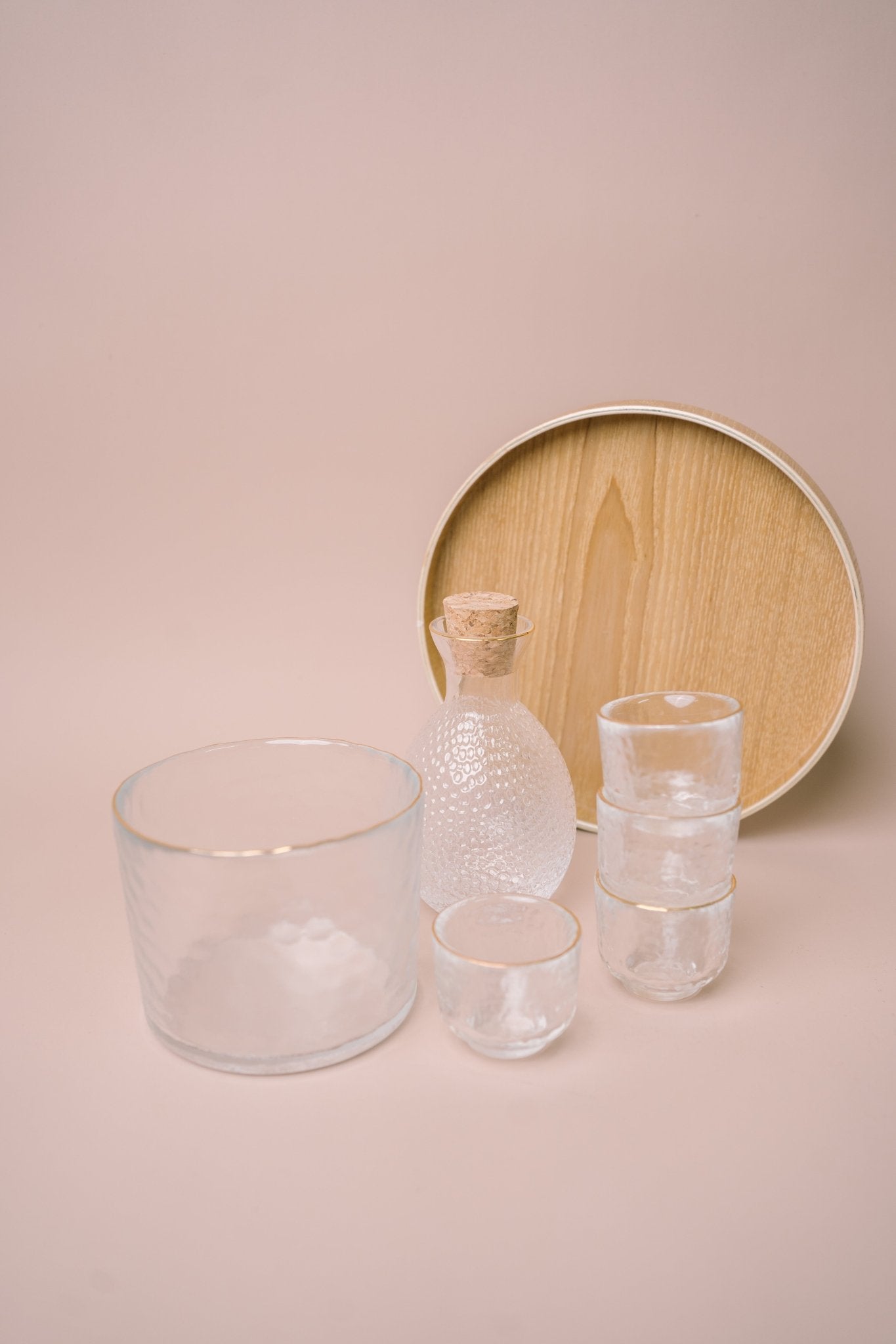 Japanese Gold Rim Sake Glass Set with Bamboo Tray - The Chic Habitat
