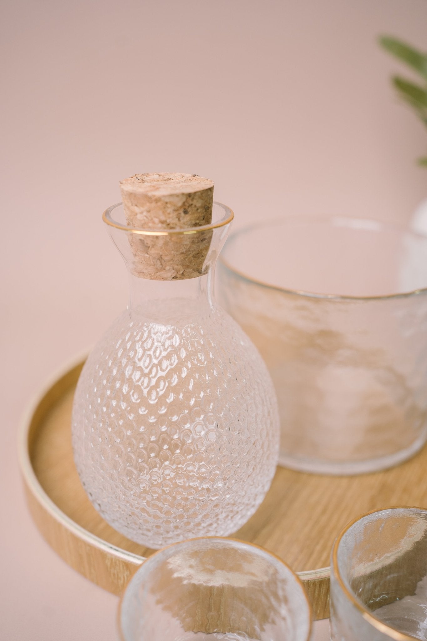 Japanese Gold Rim Sake Glass Set with Bamboo Tray - The Chic Habitat