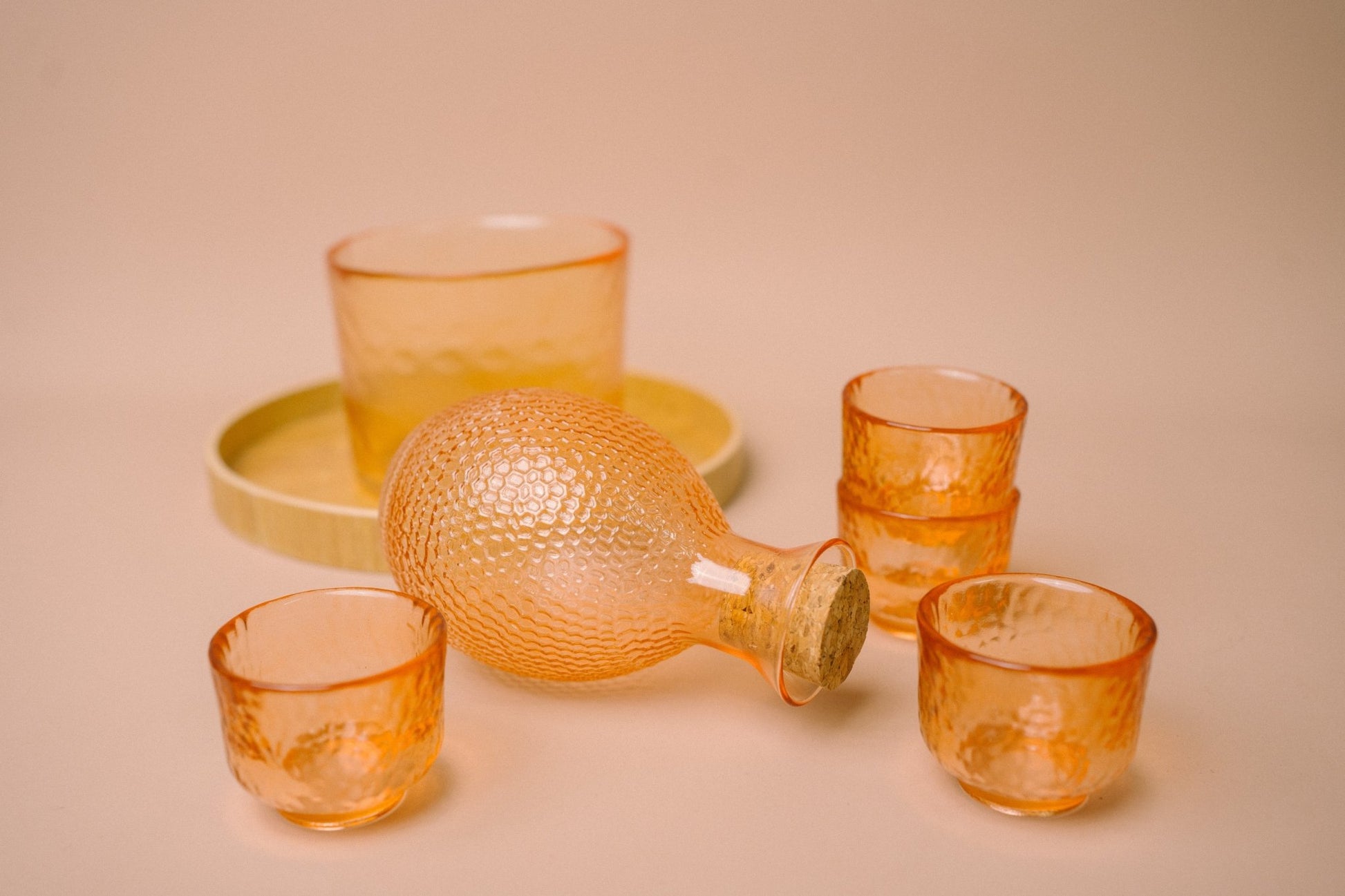 Japanese Gold Rim Sake Glass Set with Bamboo Tray - The Chic Habitat