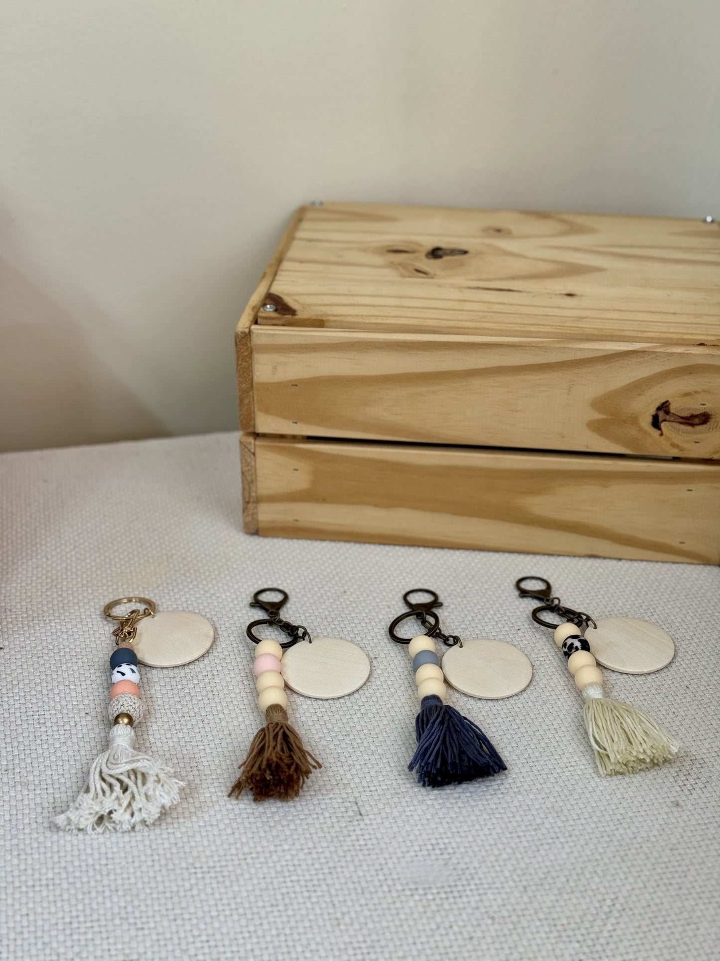 Little Hinge | Wooden Tassel Keychain - Personalized Gift - The Chic Habitat