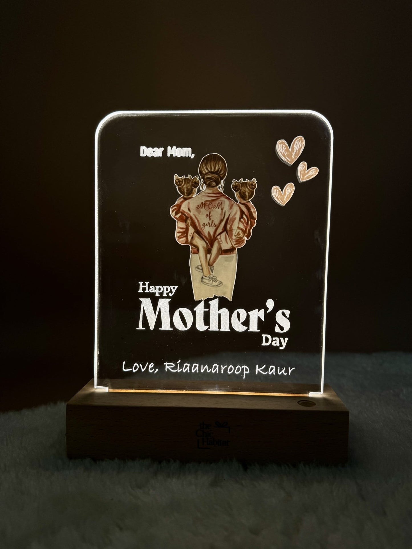 Mom’s Embrace | Color Acrylic LED Night Light - Personalized Gift - The Chic Habitat