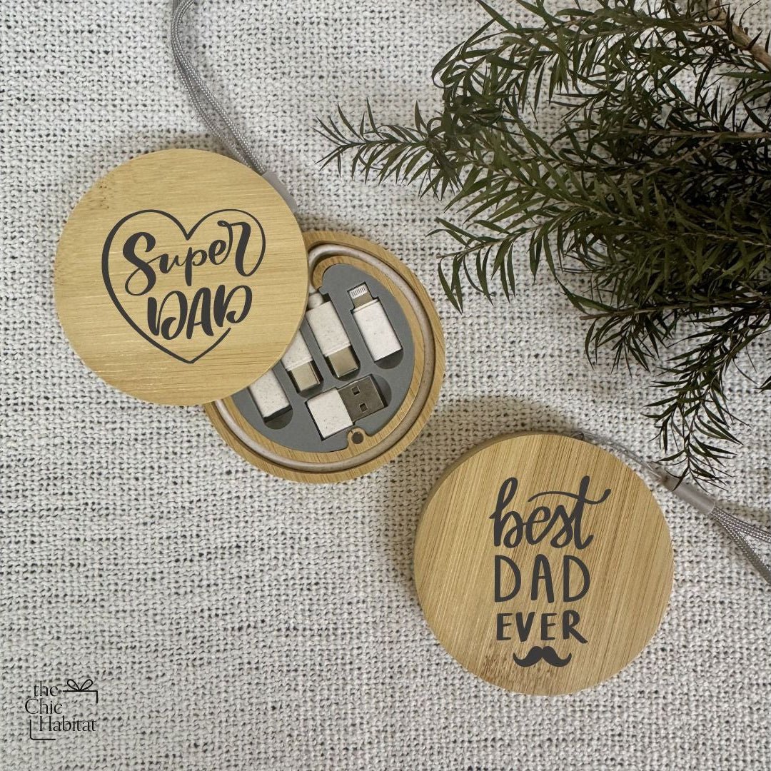 PlugMate | Wooden compact 6 - in - 1 USB Cable - Personalized Gift - The Chic Habitat