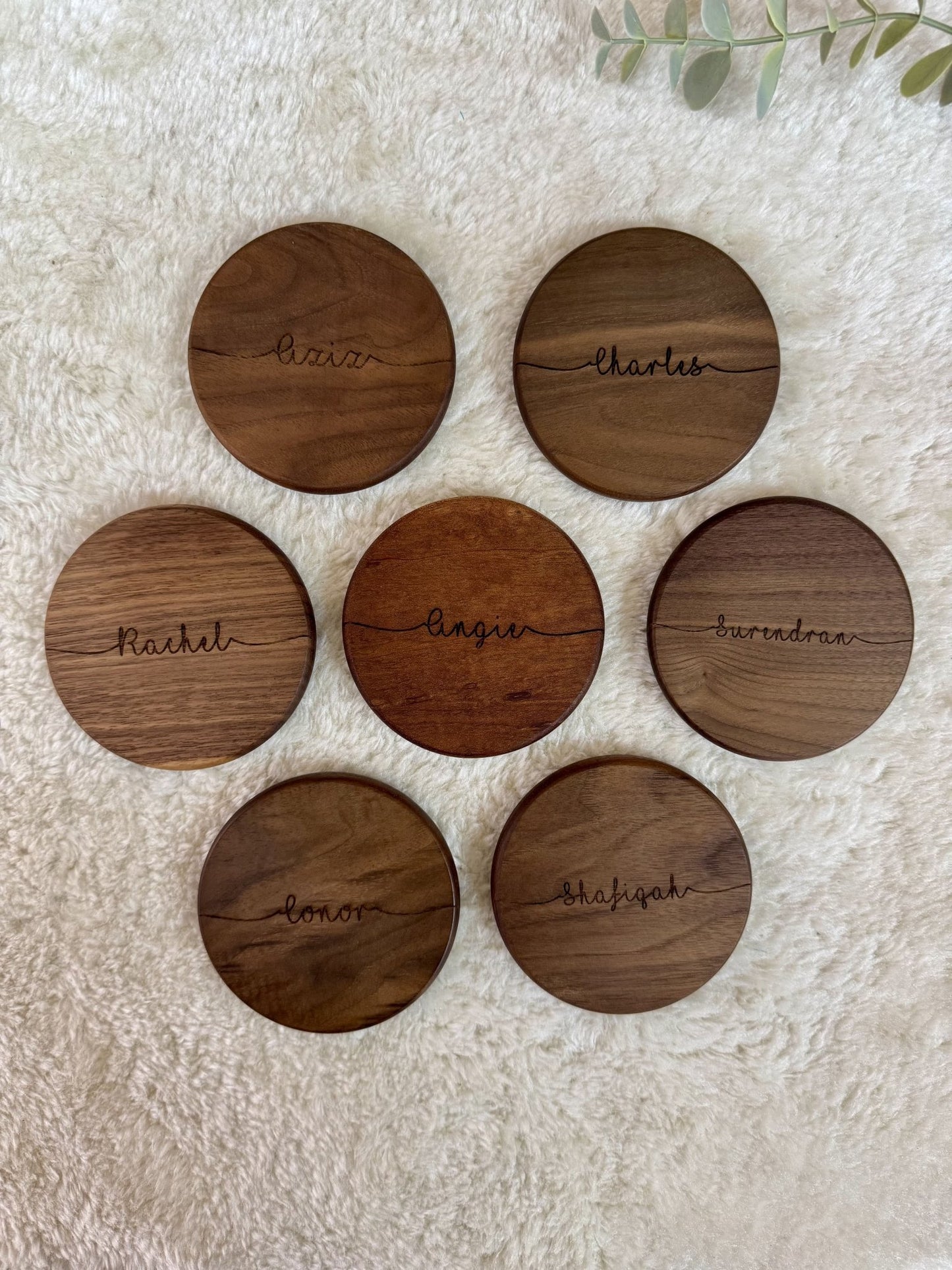 Round Wooden Coaster - Personalized Gift - The Chic Habitat