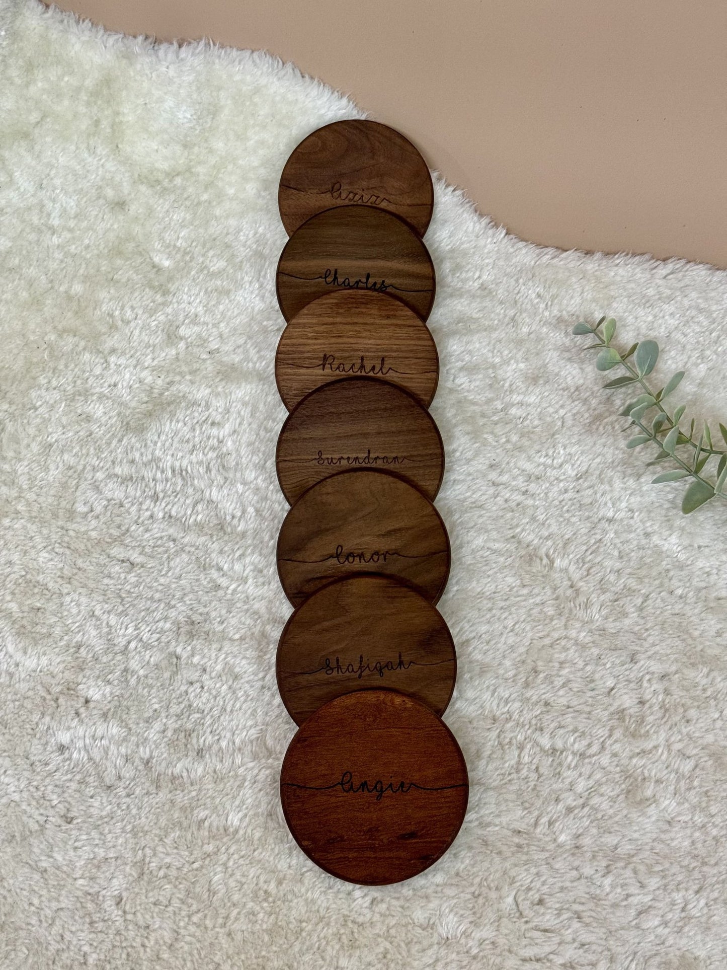 Round Wooden Coaster - Personalized Gift - The Chic Habitat
