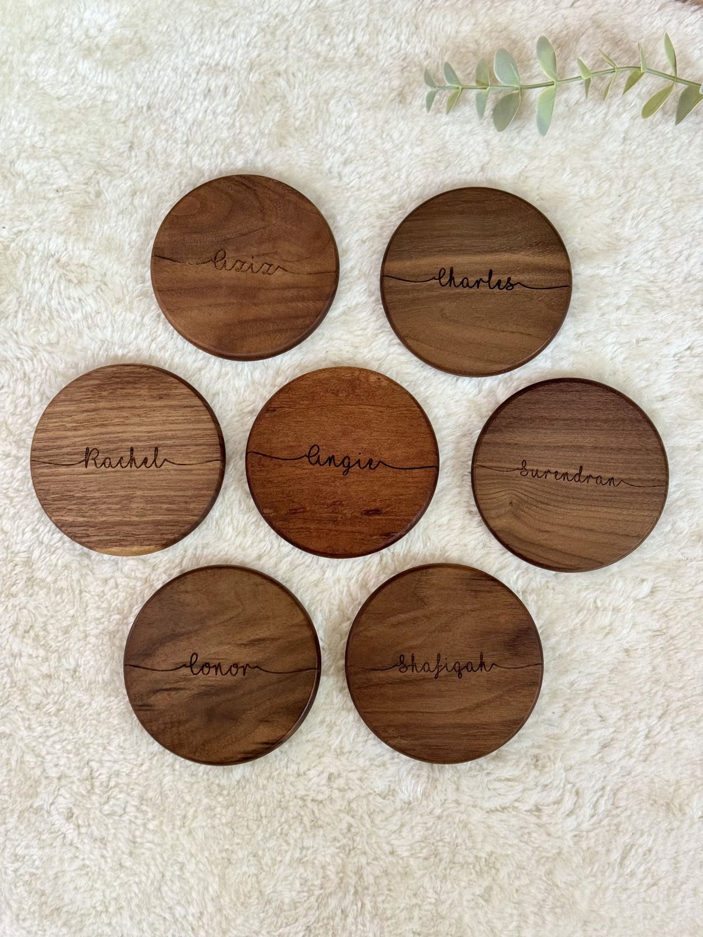 Round Wooden Coaster - Personalized Gift - The Chic Habitat