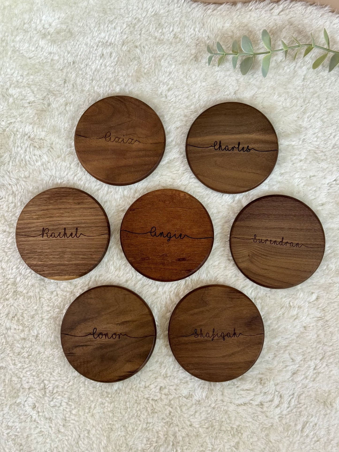 Round Wooden Coaster - Personalized Gift - The Chic Habitat