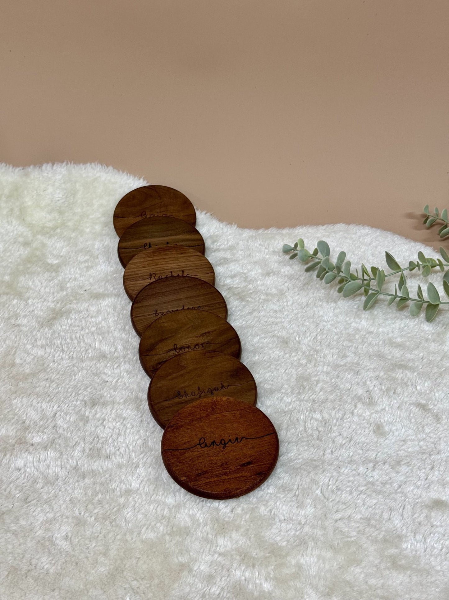 Round Wooden Coaster - Personalized Gift - The Chic Habitat