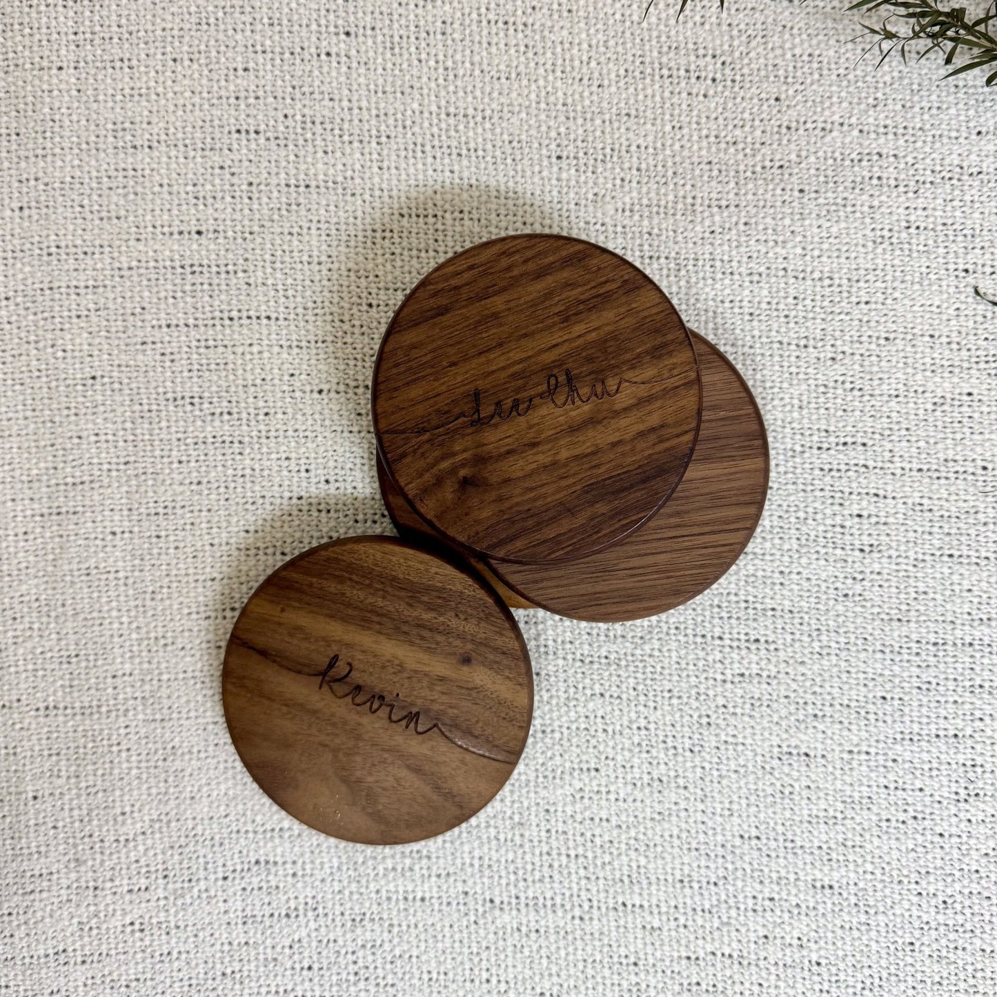 Round Wooden Coaster - Personalized Gift - The Chic Habitat