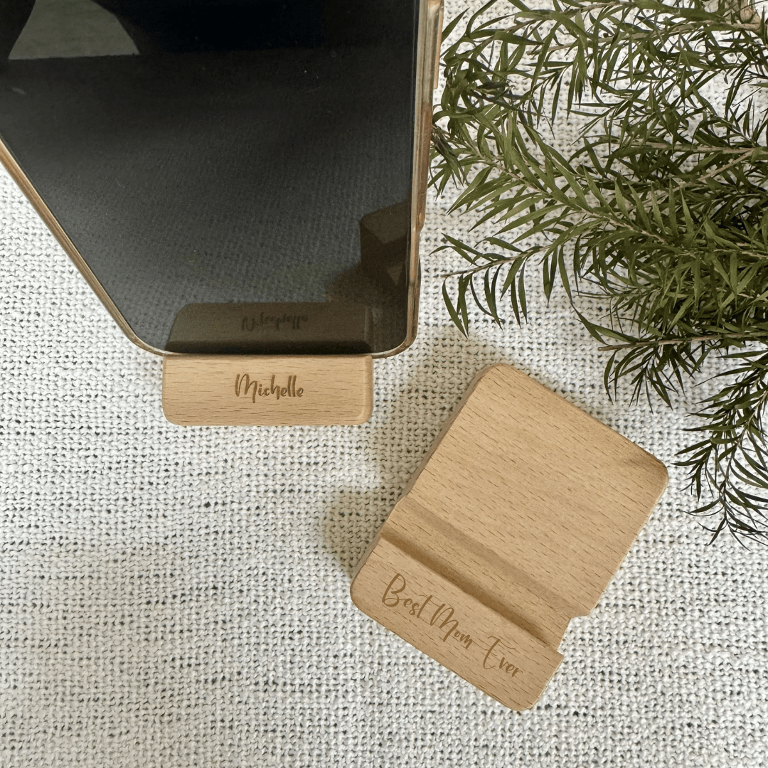 Timber Dock | Wooden Phone Holder - Personalized Gift - The Chic Habitat