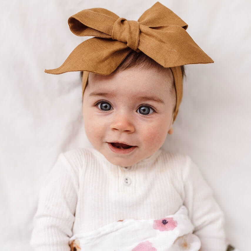 Snuggle Hunny Kids | Linen Bow Pre-Tied Headband Wrap - The Chic Habitat