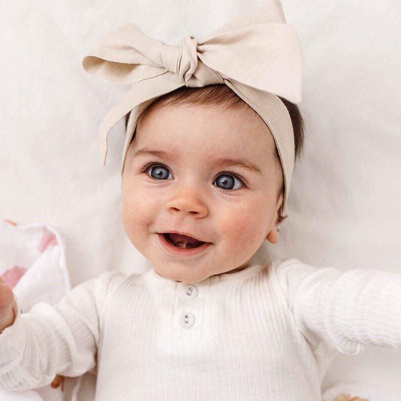 Snuggle Hunny Kids | Linen Bow Pre-Tied Headband Wrap - The Chic Habitat