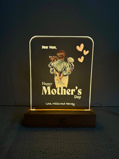 Mom’s Embrace | Mother's Day Nightlight | Color Acrylic LED Night Light