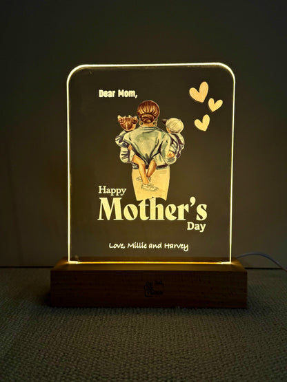 Mom’s Embrace | Mother's Day Nightlight | Color Acrylic LED Night Light