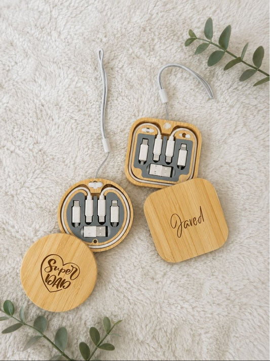 PlugMate | Wooden compact 6-in-1 USB Cable
