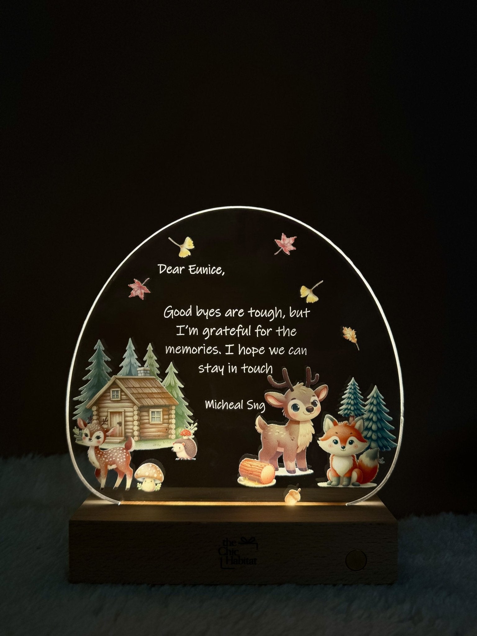 Cozy Cabin Nightlight | Acrylic LED Night Light - Personalized Gift - The Chic Habitat
