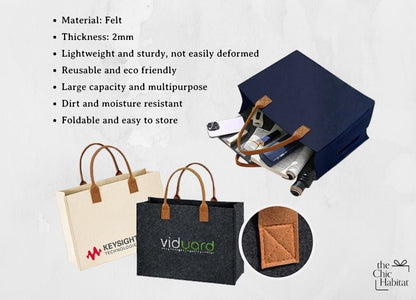 Felt Carry | Felt 2 Tone Tote Bag -Personalized Gift- The Chic Habitat