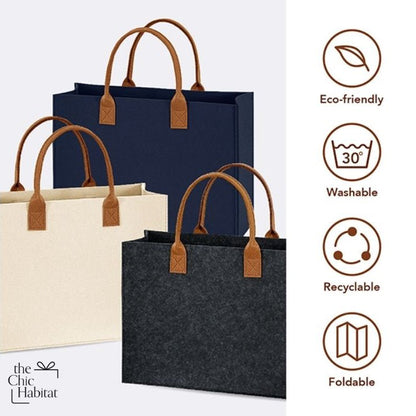 Felt Carry | Felt 2 Tone Tote Bag -Personalized Gift- The Chic Habitat