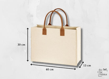 Felt Carry | Felt 2 Tone Tote Bag -Personalized Gift- The Chic Habitat