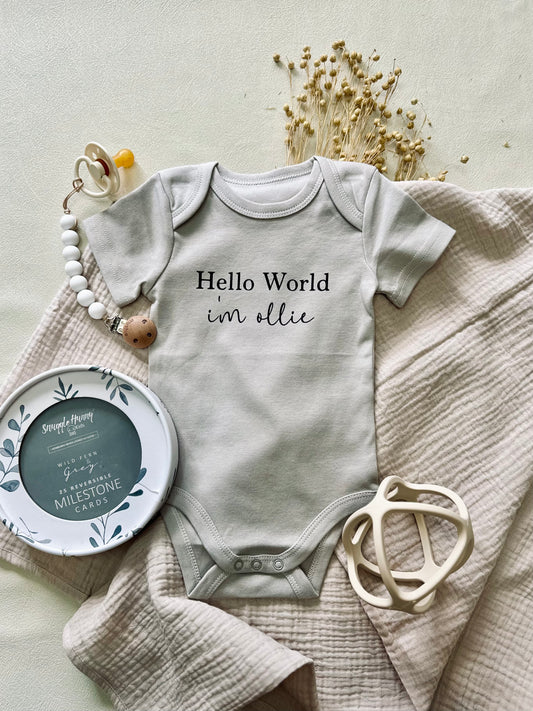 Hello online baby onesie