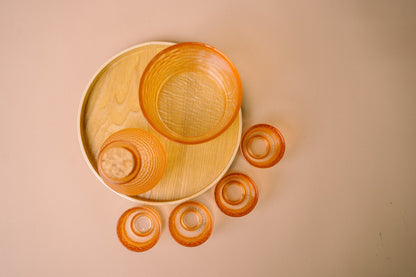 Japanese Gold Rim Sake Glass Set with Bamboo Tray - The Chic Habitat