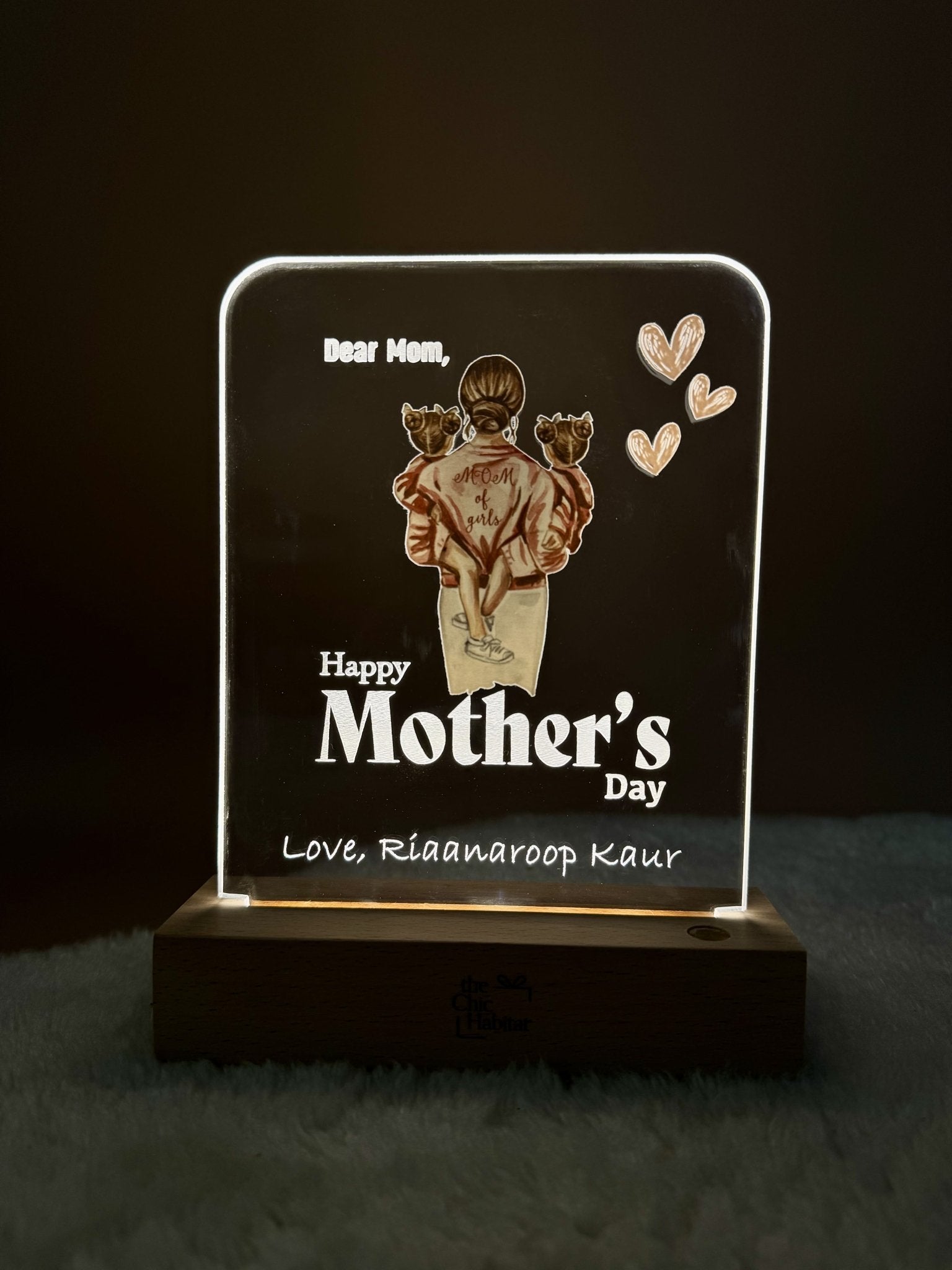 Mom’s Embrace | Color Acrylic LED Night Light - Personalized Gift - The Chic Habitat