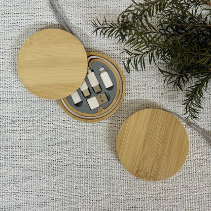 PlugMate | Wooden compact 6 - in - 1 USB Cable - Personalized Gift - The Chic Habitat