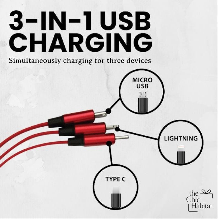 Retract Trio | 3-in-1 Retractable USB Cable -Personalized Gift- The Chic Habitat