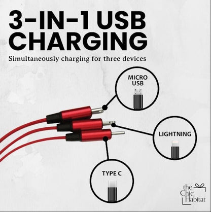 Retract Trio | 3-in-1 Retractable USB Cable -Personalized Gift- The Chic Habitat