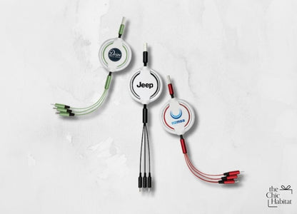 Retract Trio | 3-in-1 Retractable USB Cable -Personalized Gift- The Chic Habitat