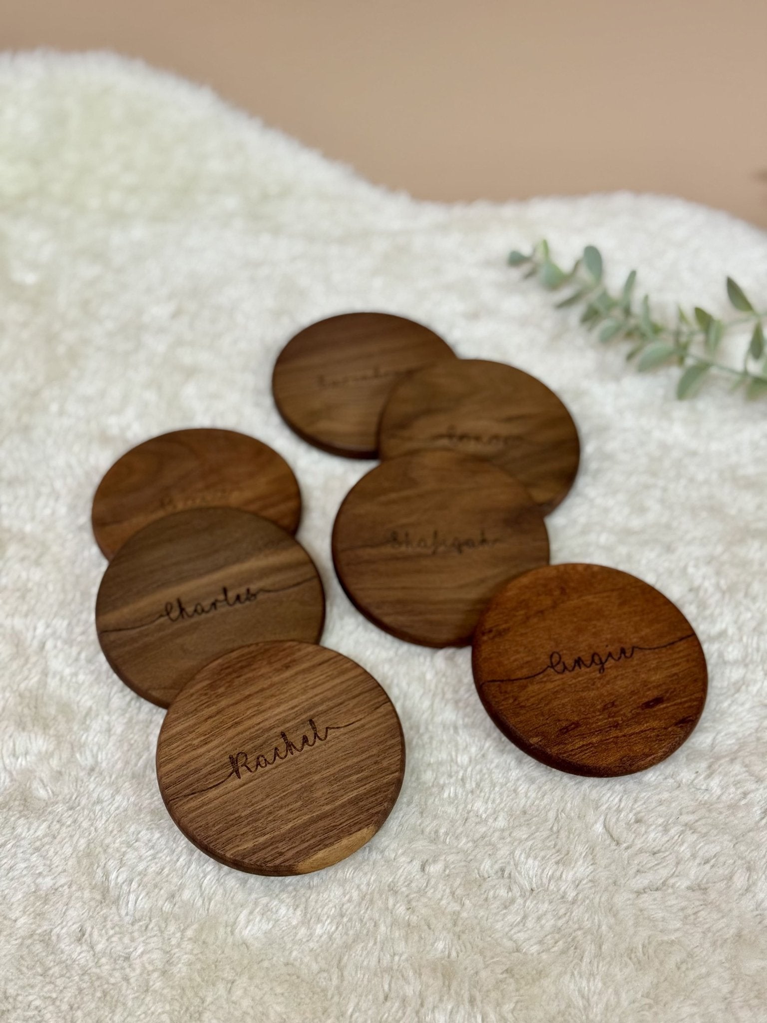 Round Wooden Coaster - Personalized Gift - The Chic Habitat