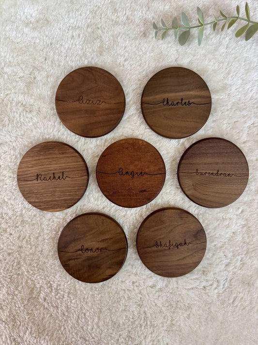 Round Wooden Coaster - Personalized Gift - The Chic Habitat