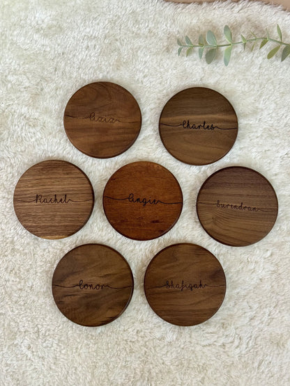 Round Wooden Coaster - Personalized Gift - The Chic Habitat
