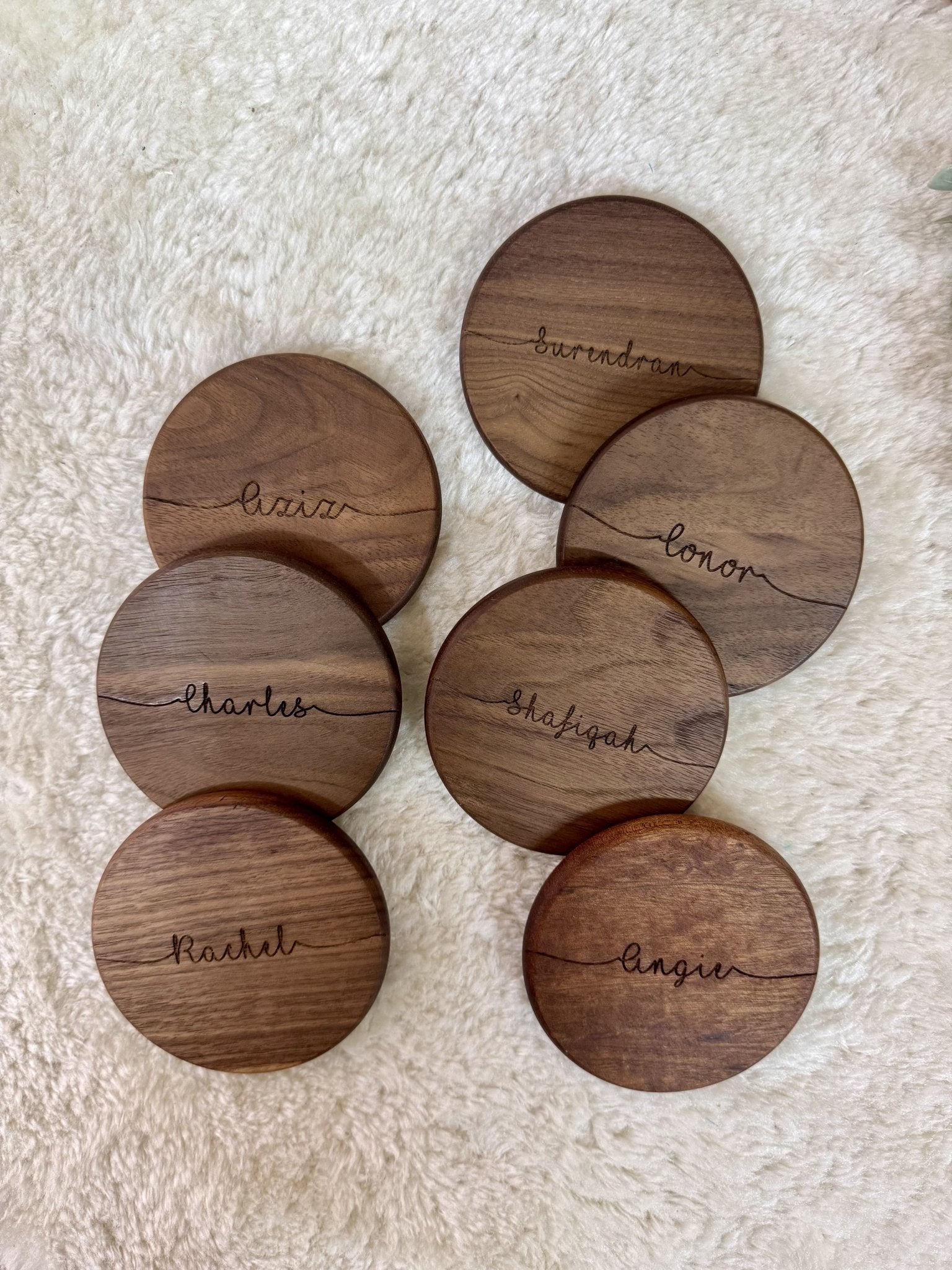 Round Wooden Coaster - Personalized Gift - The Chic Habitat
