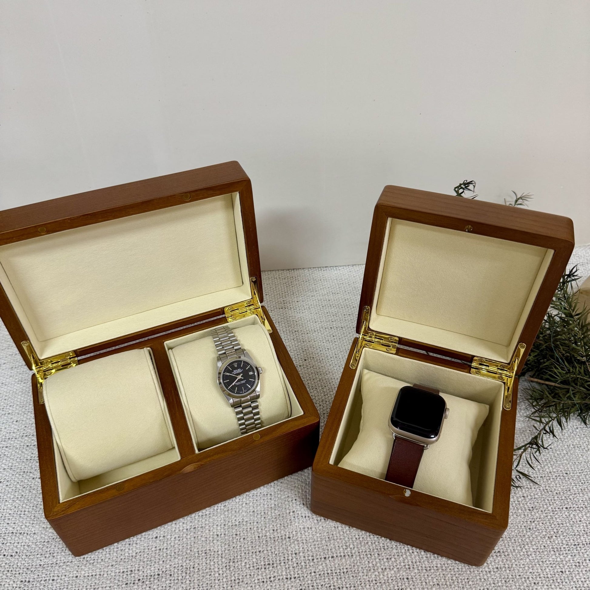 The Keeper Two | Wooden Watch Box Duo - Personalized Gift - The Chic Habitat