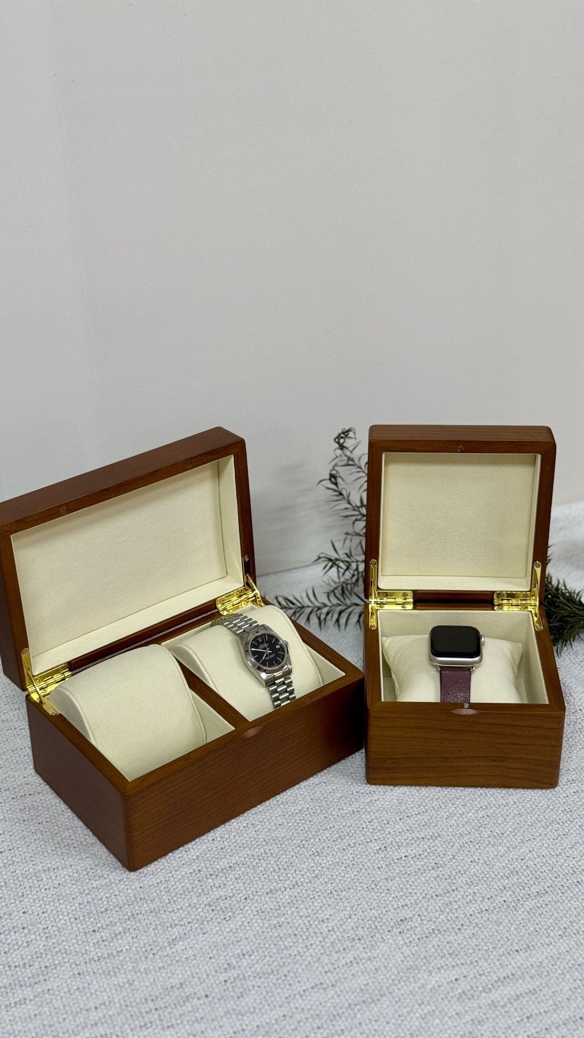 The Keeper Two | Wooden Watch Box Duo - Personalized Gift - The Chic Habitat