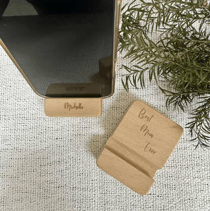 Timber Dock | Wooden Phone Holder - Personalized Gift - The Chic Habitat