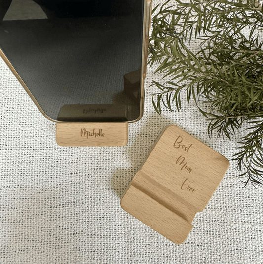 Timber Dock | Wooden Phone Holder - Personalized Gift - The Chic Habitat